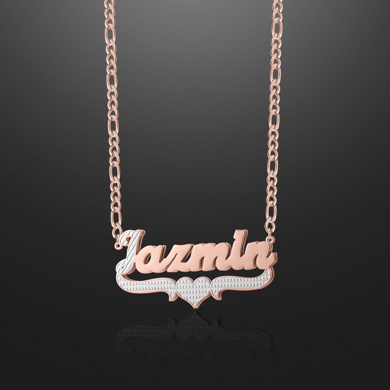 Kids Double Plated Script Name Necklace w/ Figaro Chain