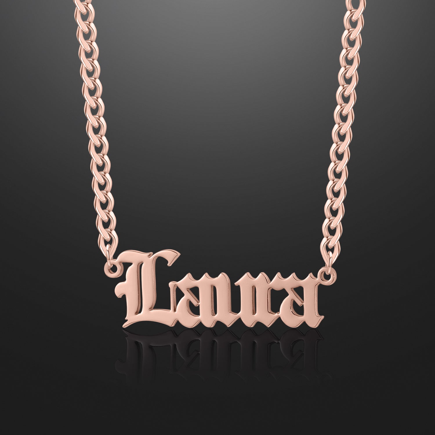 Gothic Name Necklace w/ Cuban Chain