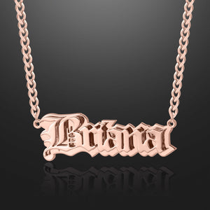 Gothic Outline Name Necklace w/ Cuban Chain