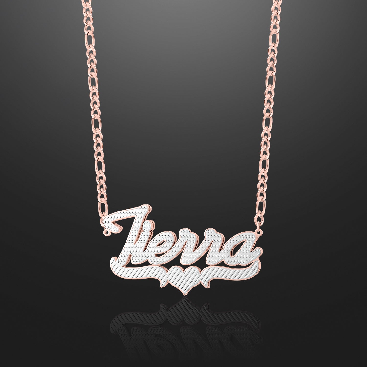 Kids Double Plated Heart Script Name Necklace