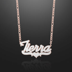 Kids Double Plated Heart Script Name Necklace