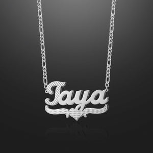 Kids Double Plated Script Name Necklace w/ Figaro Chain