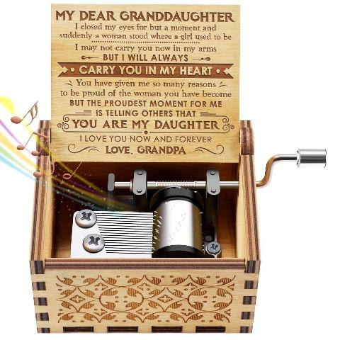 Grandpa to Granddaughter ( I LOVE YOU NOW AND FOREVER ) Engraved Music Box