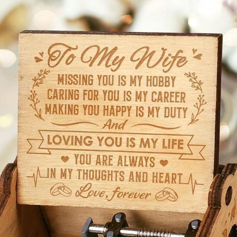 To My Wife - Loving You Is My Life - Engraved Music Box
