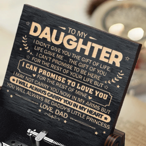 Dad To Daughter - I Will Always Carry You In My Heart - Black Music Box