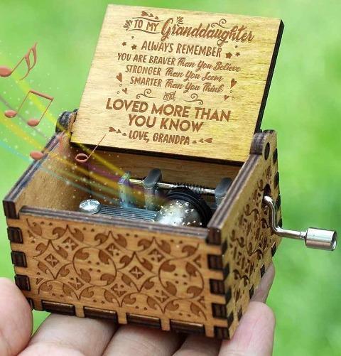 Grandpa To Granddaughter ( You Are Loved More Than You Know ) Engraved Music Box