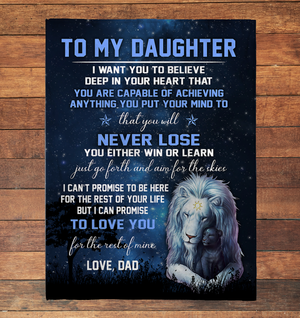 Dad To My Daughter -  Lion Never Lose - Sherpa Fleece Blanket